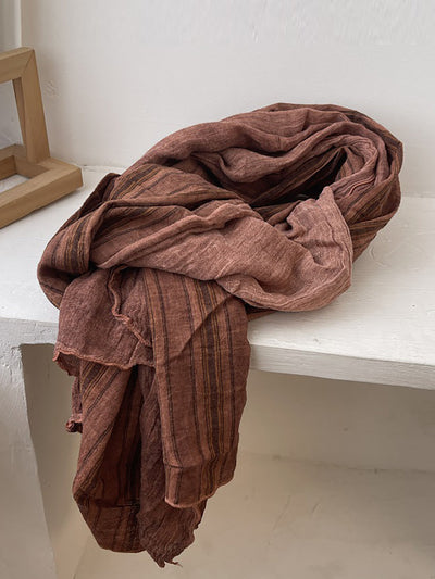 Women Spring Retro Stripe Colorblock Shawl Scarf