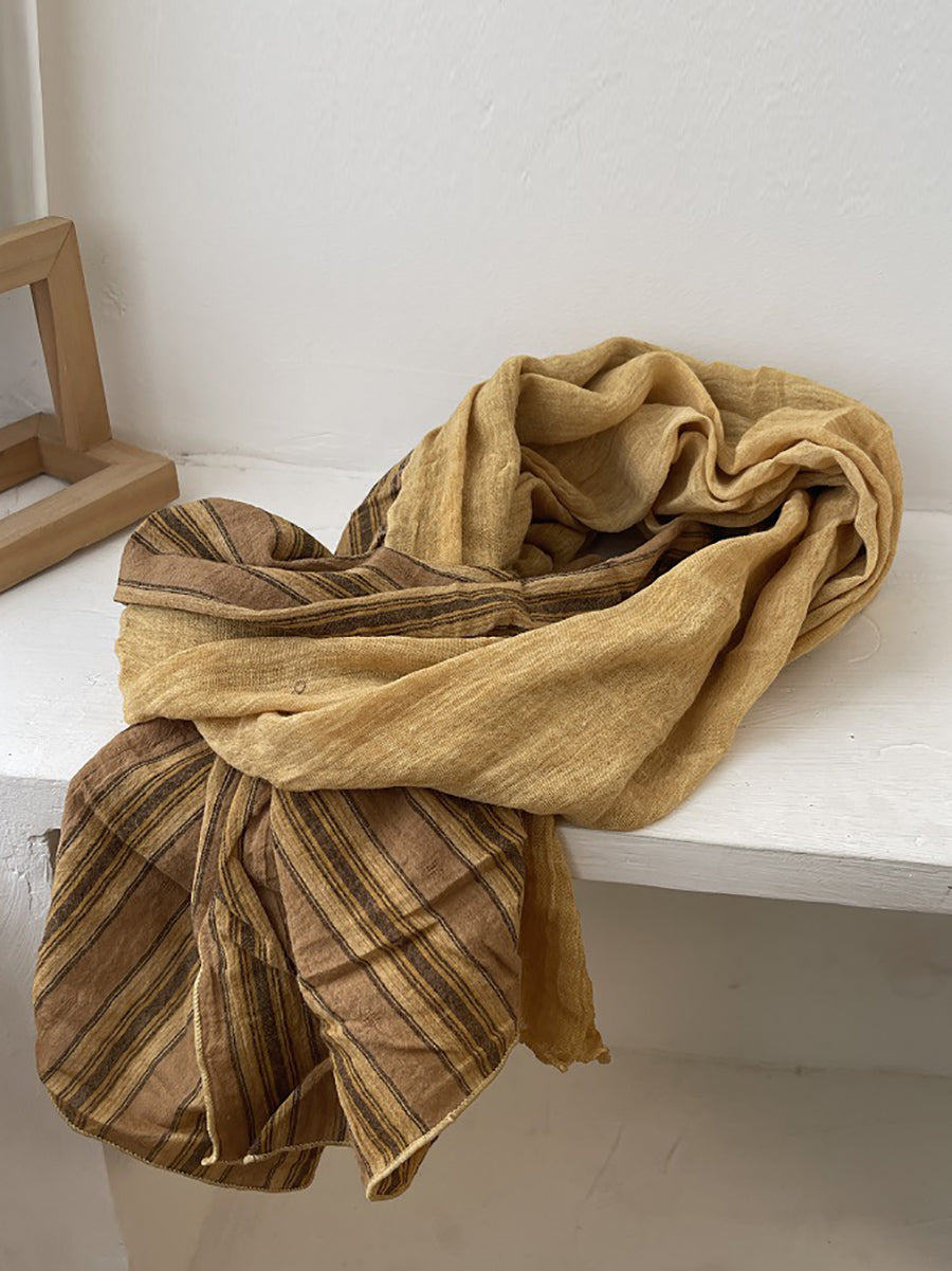 Women Spring Retro Stripe Colorblock Shawl Scarf