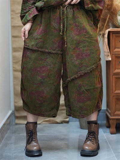 Women Spring Vintage Flower Loose Hooded Suits