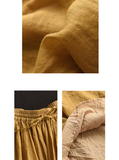 Plus Size Women Casual Solid Ramie Summer Skirts