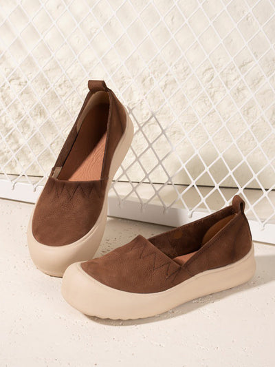 Women Vintage Genuine Leather Flat Shoes