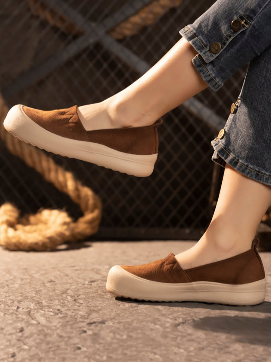 Women Vintage Genuine Leather Flat Shoes