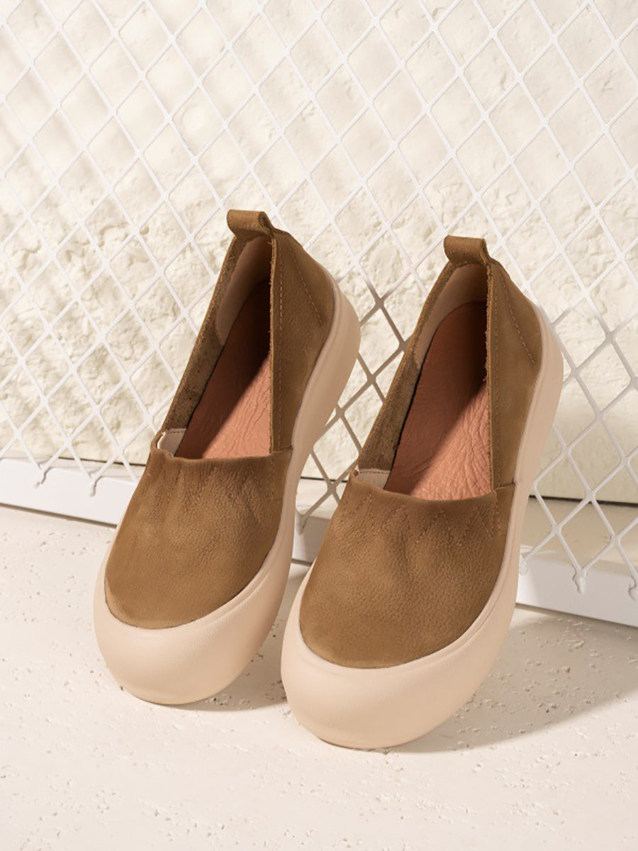 Women Vintage Genuine Leather Flat Shoes
