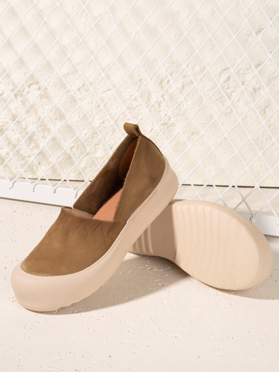 Women Vintage Genuine Leather Flat Shoes