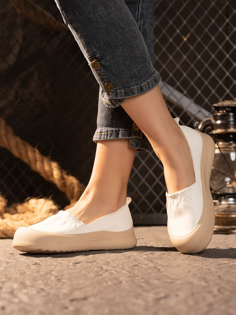 Women Vintage Genuine Leather Flat Shoes