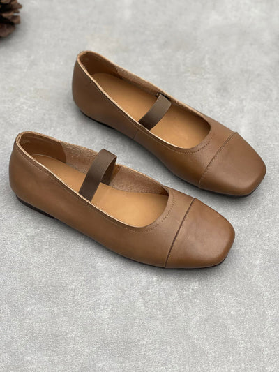 Women Summer Artsy Leather Square Toe Shoes