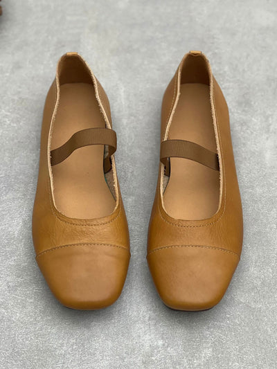 Women Summer Artsy Leather Square Toe Shoes