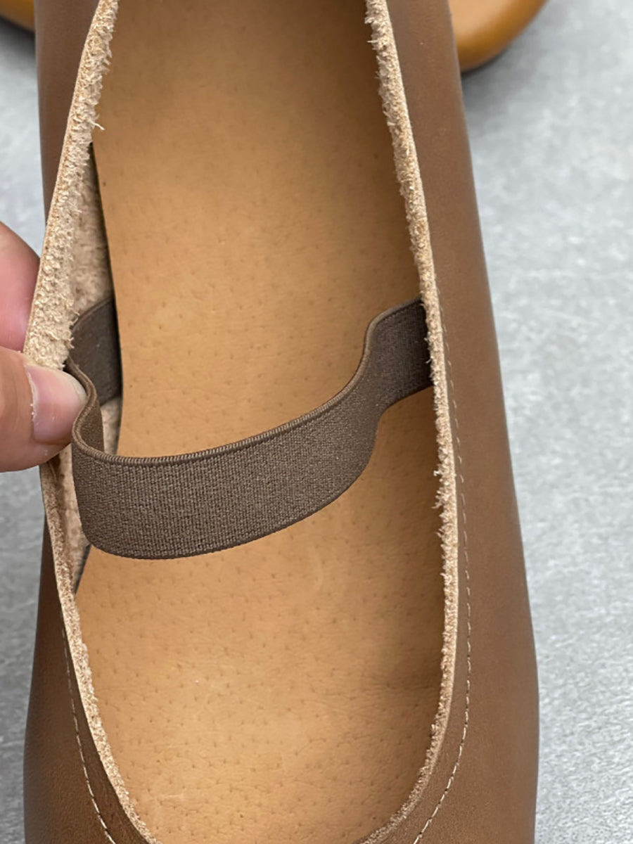 Women Summer Artsy Leather Square Toe Shoes