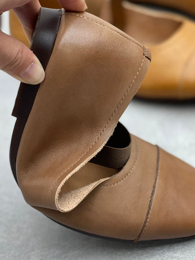 Women Summer Artsy Leather Square Toe Shoes