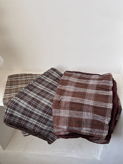 Vintage Plaid Spliced Cotton Shawl Scarf