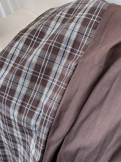 Vintage Plaid Spliced Cotton Shawl Scarf