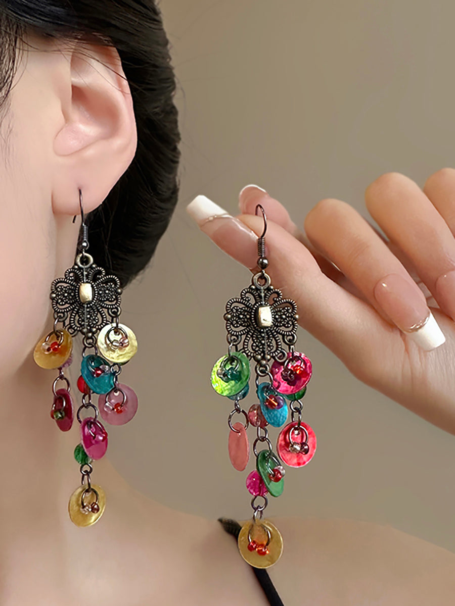 Women Bohemia Shell Alloy Tassel Earrings