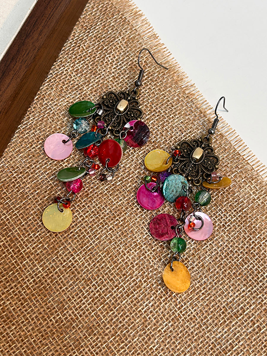 Women Bohemia Shell Alloy Tassel Earrings