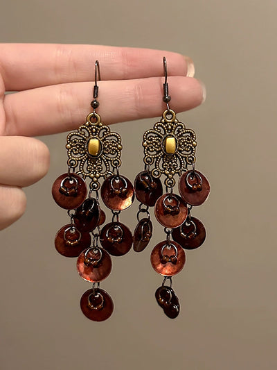 Women Bohemia Shell Alloy Tassel Earrings