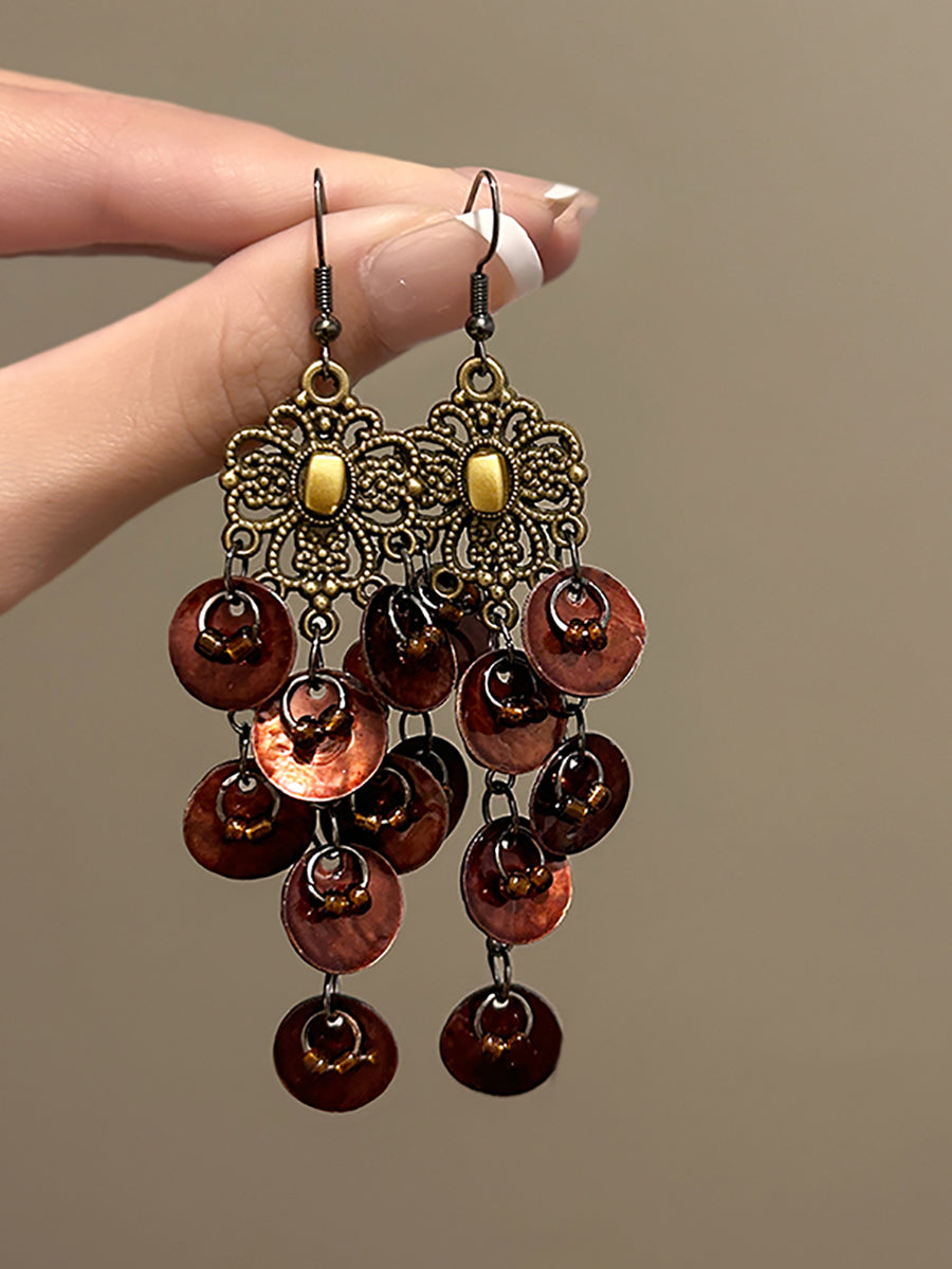 Women Bohemia Shell Alloy Tassel Earrings