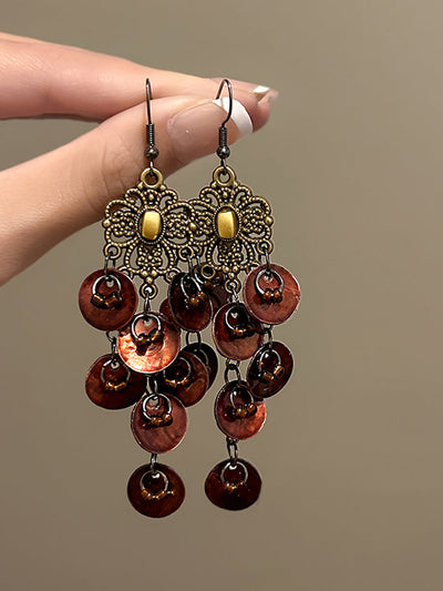 Women Bohemia Shell Alloy Tassel Earrings