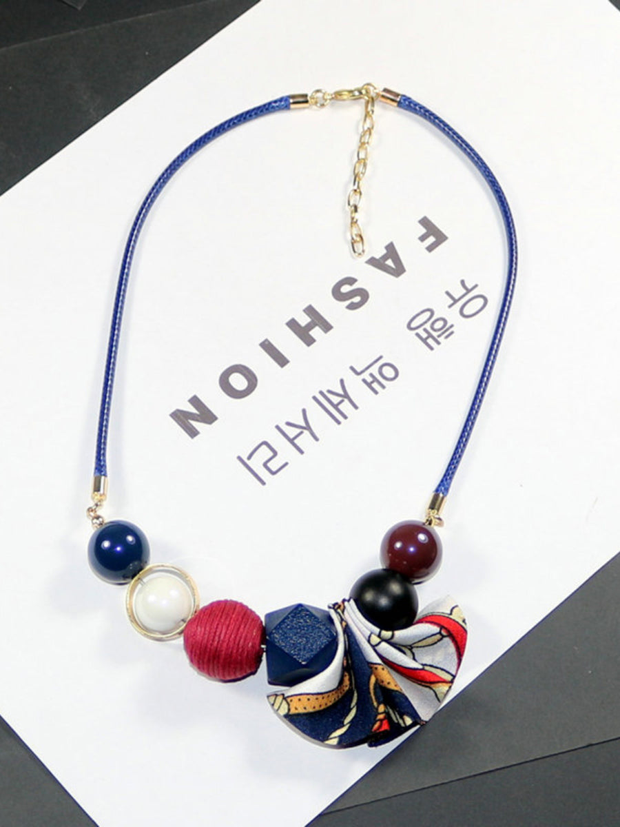 Women Spring Bead Cloth Pandent Necklace