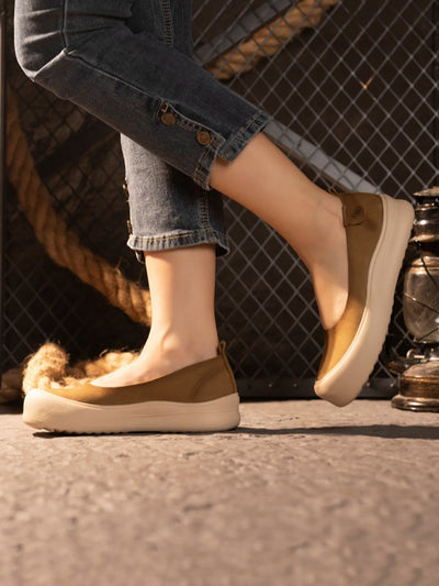 Women Summer Soft Leather Mid Heel Shoes