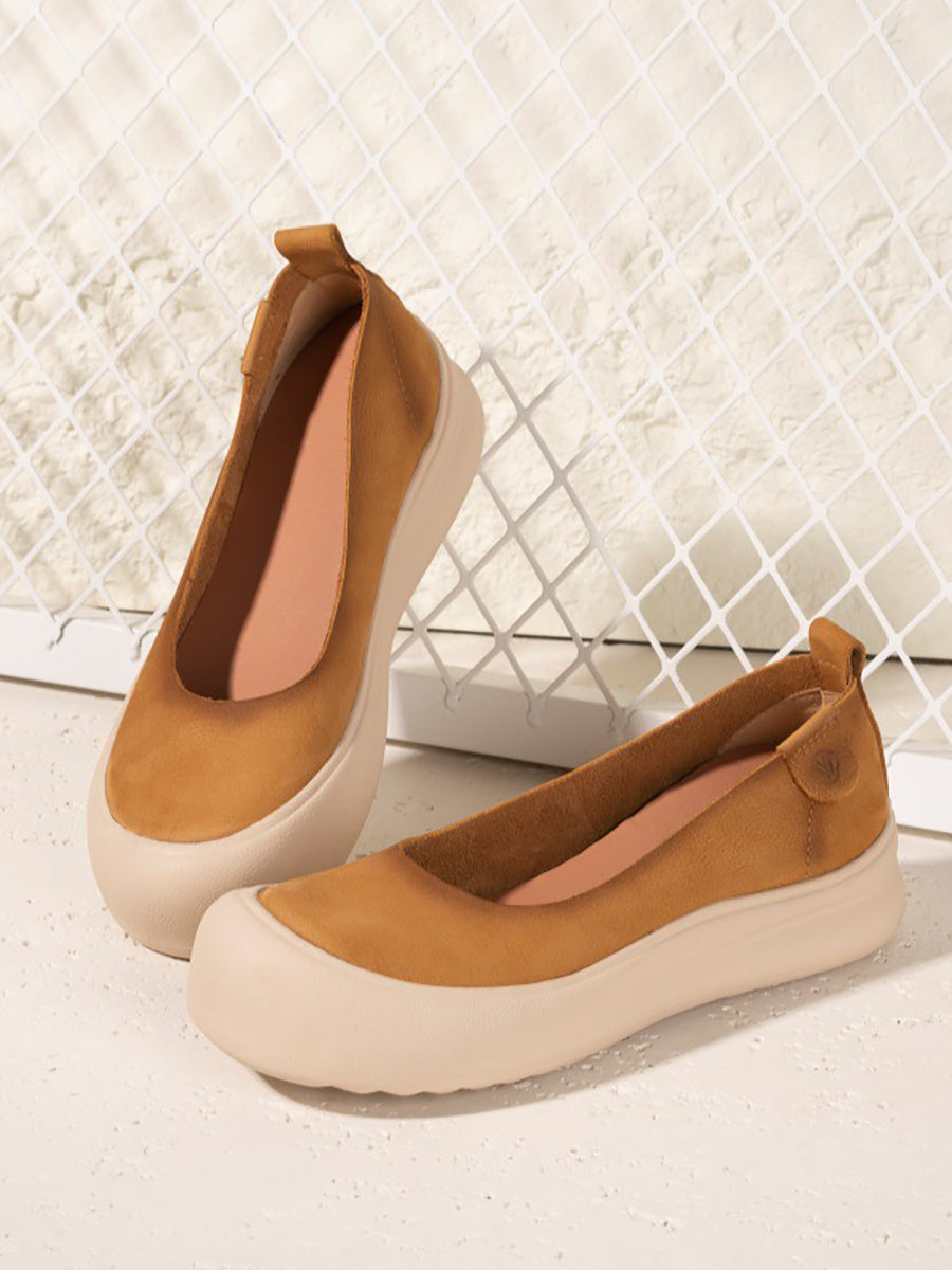 Women Summer Soft Leather Mid Heel Shoes