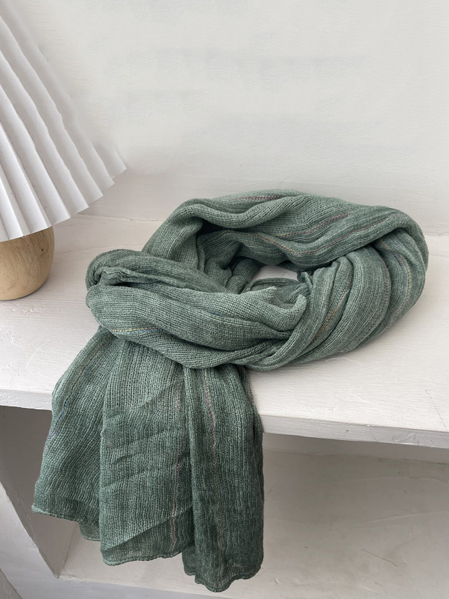 Women Retro Pure Color Soft Shawl Scarf