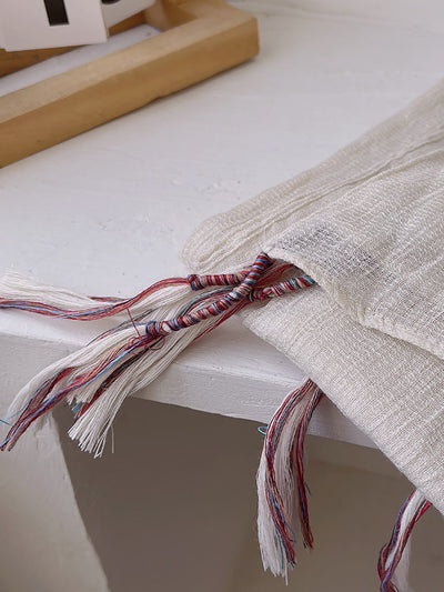 Women Artsy Pure Color Tassel Shawl Scarf