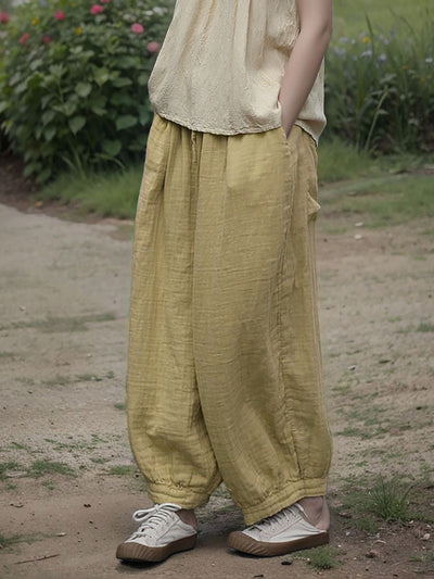 Women Summer Pure Color 100%Cotton Harem Pants