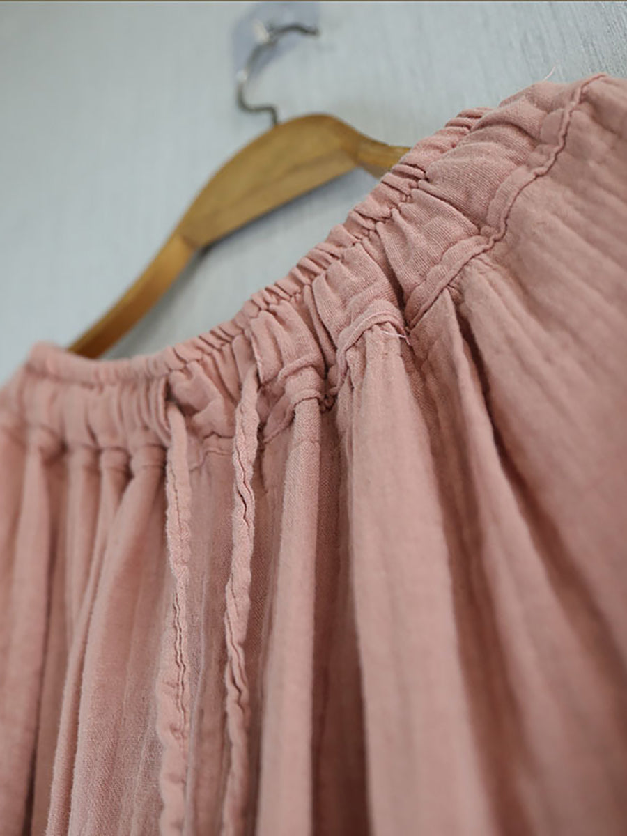 Women Summer Pure Color 100%Cotton Harem Pants