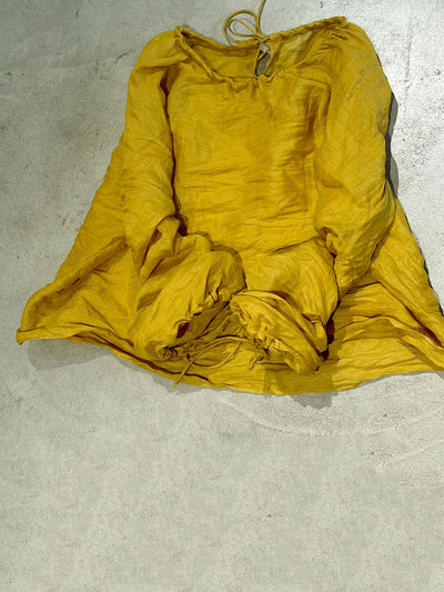 Women Summer Artsy Pure Color O-Neck Ramie Shirt