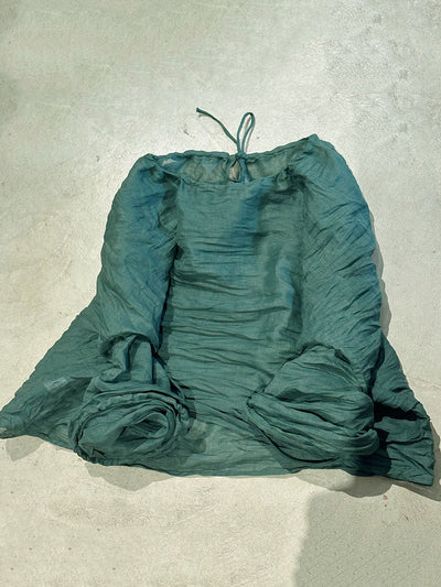 Women Summer Artsy Pure Color O-Neck Ramie Shirt