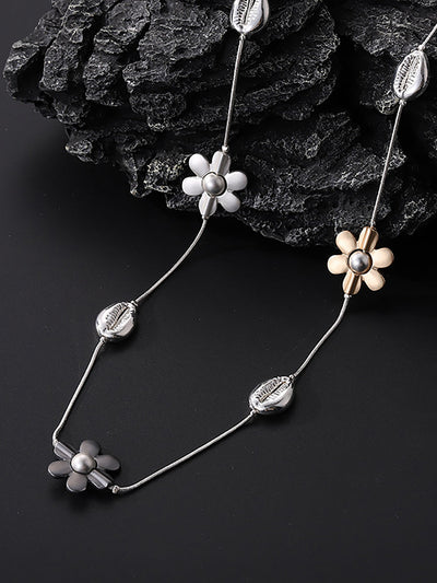 Women Fashion Alloy Flower Pandent Necklace
