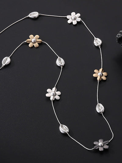 Women Fashion Alloy Flower Pandent Necklace