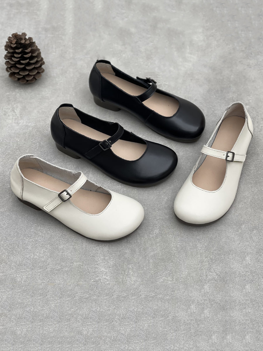 Women Casual Genuine Leather Low Heel Mary Jane Shoes