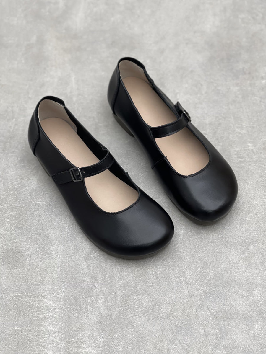 Women Casual Genuine Leather Low Heel Mary Jane Shoes