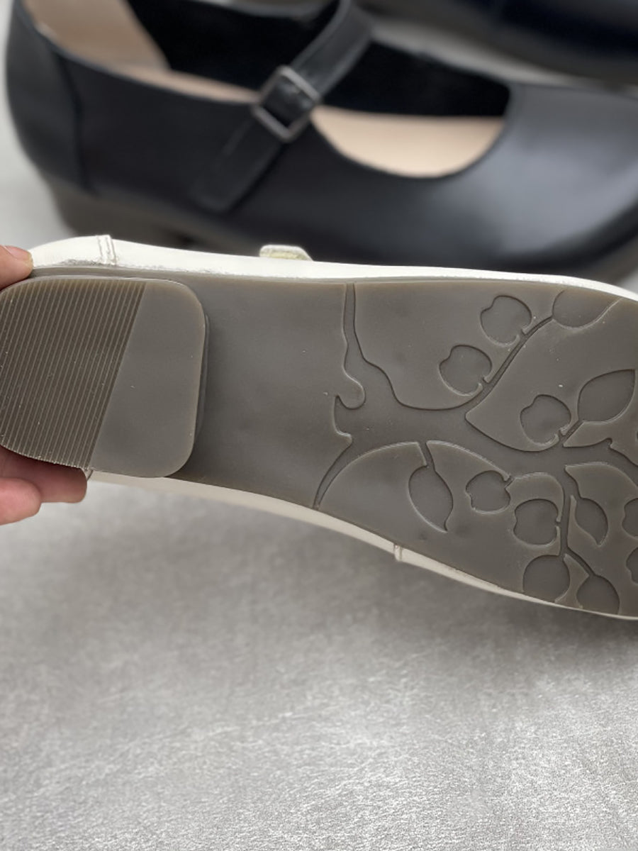 Women Casual Genuine Leather Low Heel Mary Jane Shoes