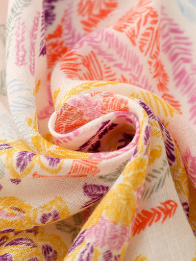 Women Artsy Colorful Plant Shawl Scarf