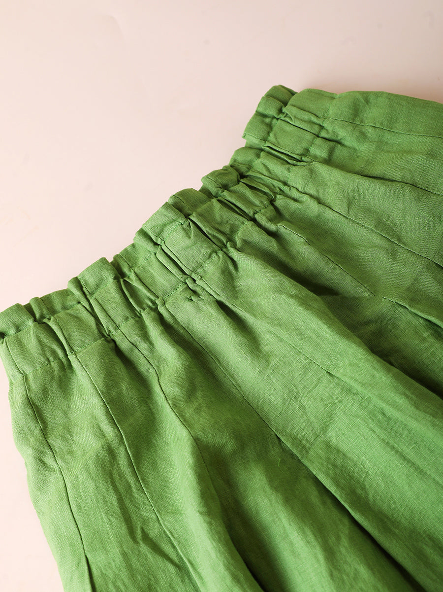 Plus Size Women Summer Casual Pure Color 100%Linen Skirt