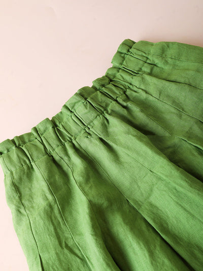 Plus Size Women Summer Casual Pure Color 100%Linen Skirt