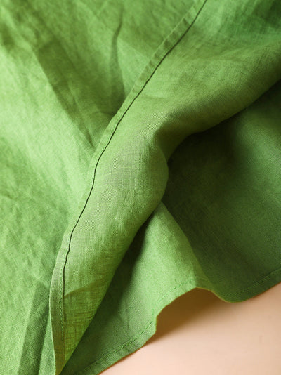 Plus Size Women Summer Casual Pure Color 100%Linen Skirt