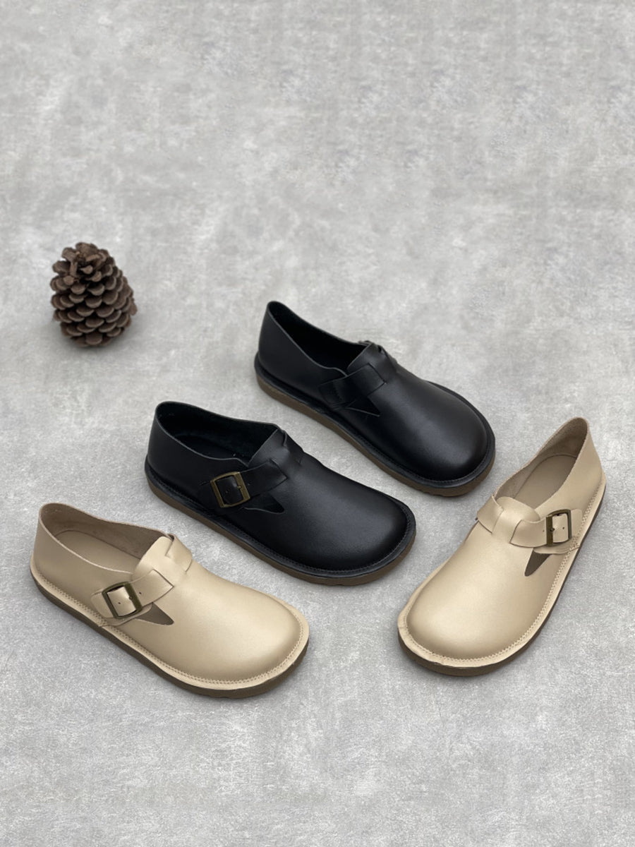 Women Summer Casual Soft Leather Flat Shoes