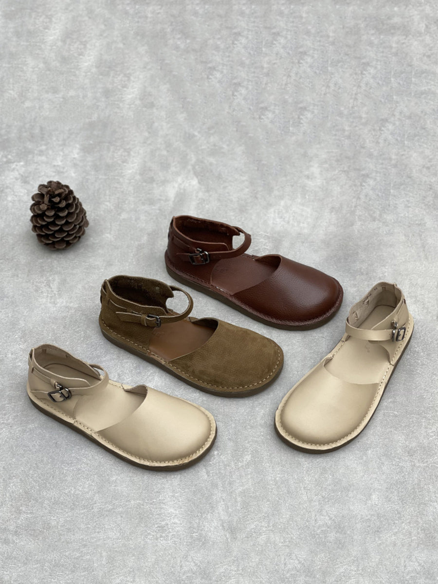 Women Genuine Leather Summer Flat Sandals