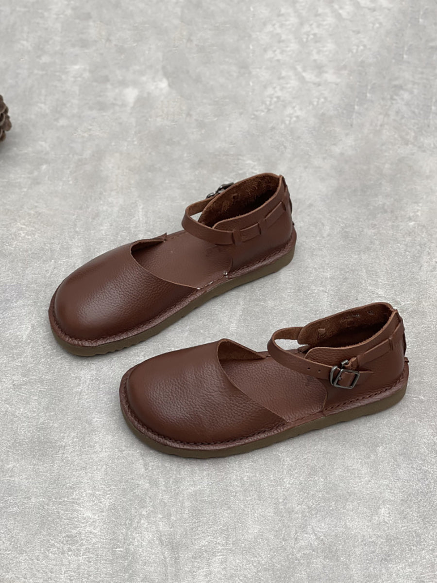 Women Genuine Leather Summer Flat Sandals