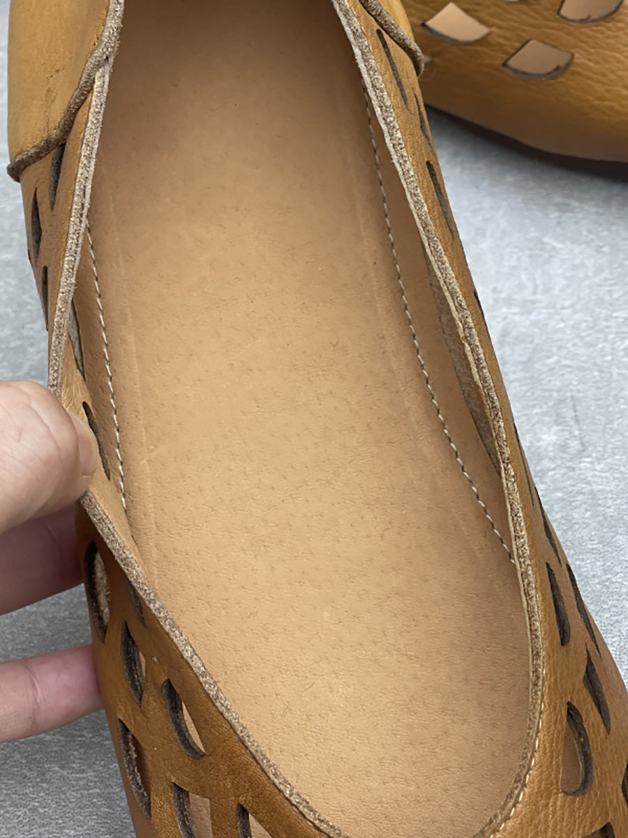 Women Summer Casual Genuine Leather Low Heel Shoes