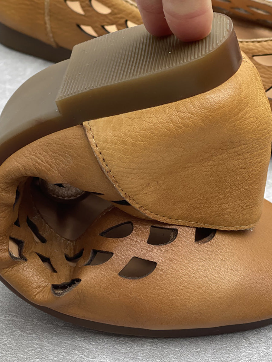 Women Summer Casual Genuine Leather Low Heel Shoes