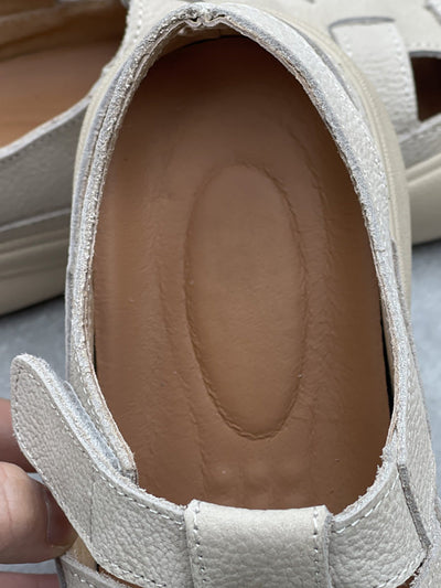 Women Summer Leather Spliced Flat Sandals