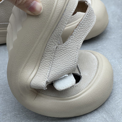 Women Summer Leather Spliced Flat Sandals