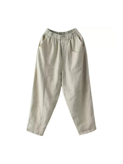 Women Summer Pure Color Linen Harem Pants