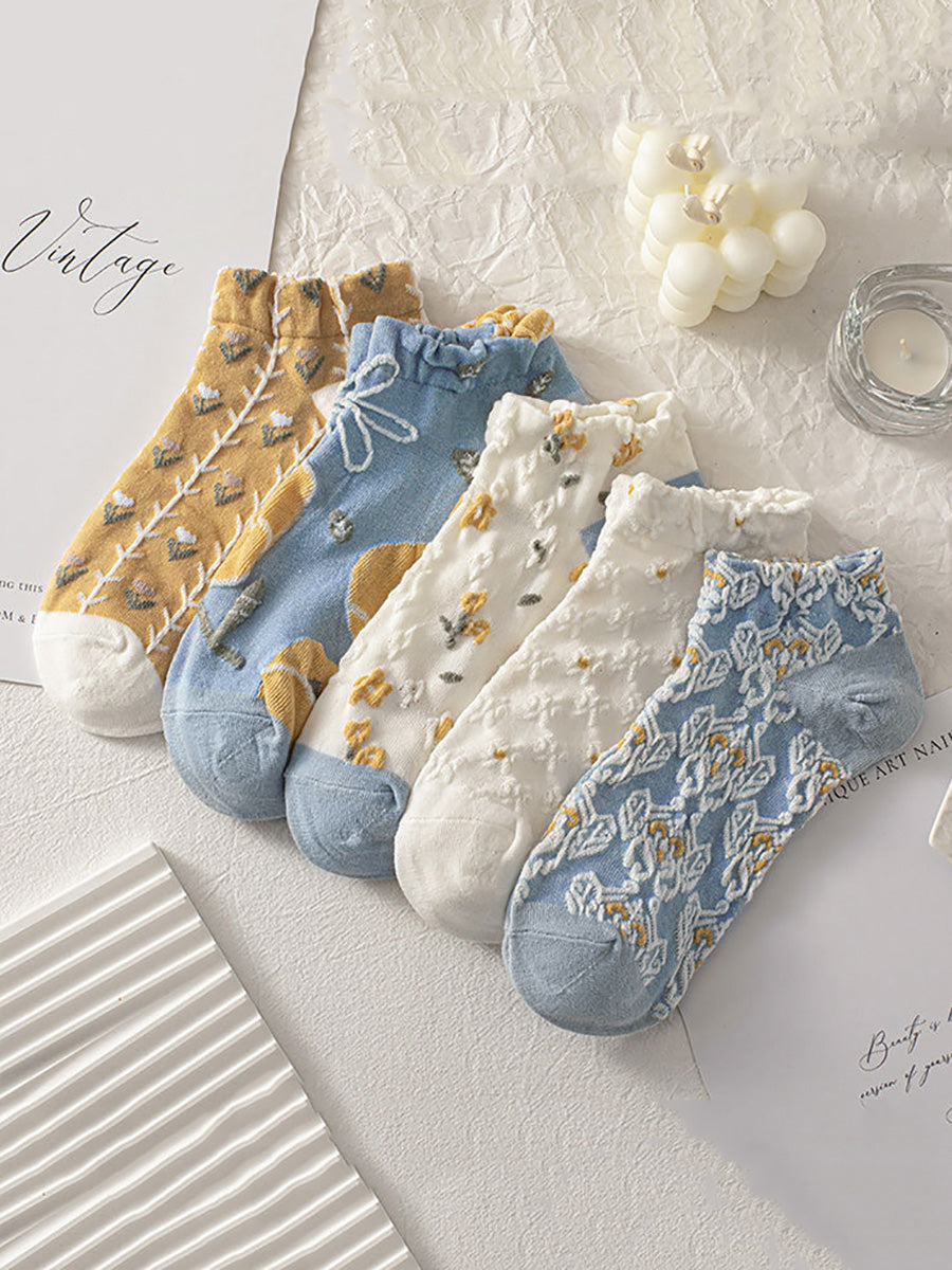 8 Pairs Women Artsy Jacquard Short Socks