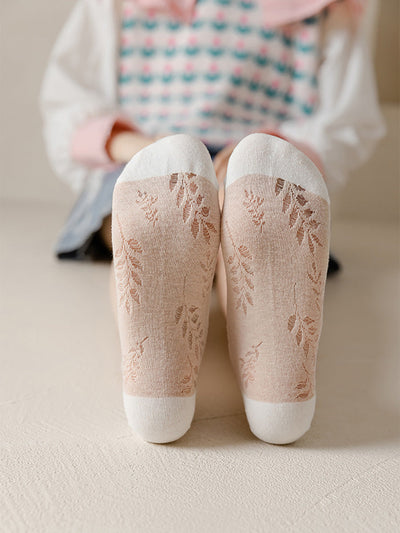 5 Pairs Women Summer Leaf Cotton Socks