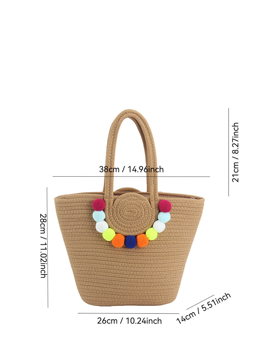 Women Fashion Colorful Ball Pendant Cotton Shoulder Bag