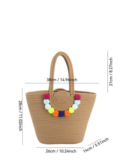 Women Fashion Colorful Ball Pendant Cotton Shoulder Bag